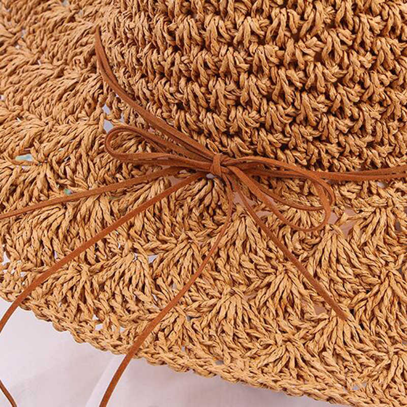 Brede rand hoeden vrouwen zoete raffia zon hoeden brede randje strand pet