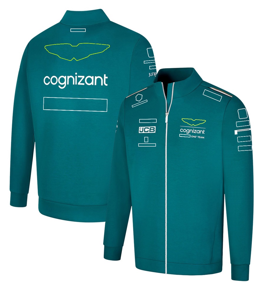 2022-2023 F1 Jacka Formel 1 Racing Team Jacket Uniform Loose Coat Motorsport Sportkläder Bilfans gröna dragkedja Vindsäkra jackor