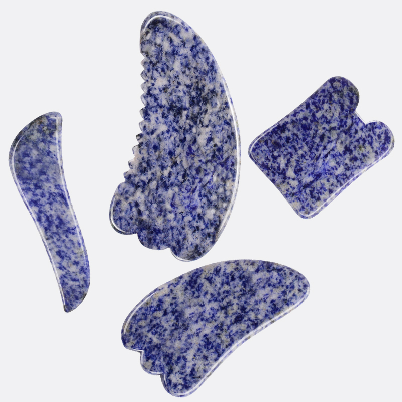 Sawtooth Big Gua Sha Draging Tools for Neck Facial SPA تدليك Natural Sodalite Jade Stone Guasha Skincare Tool التجميل التجميلي