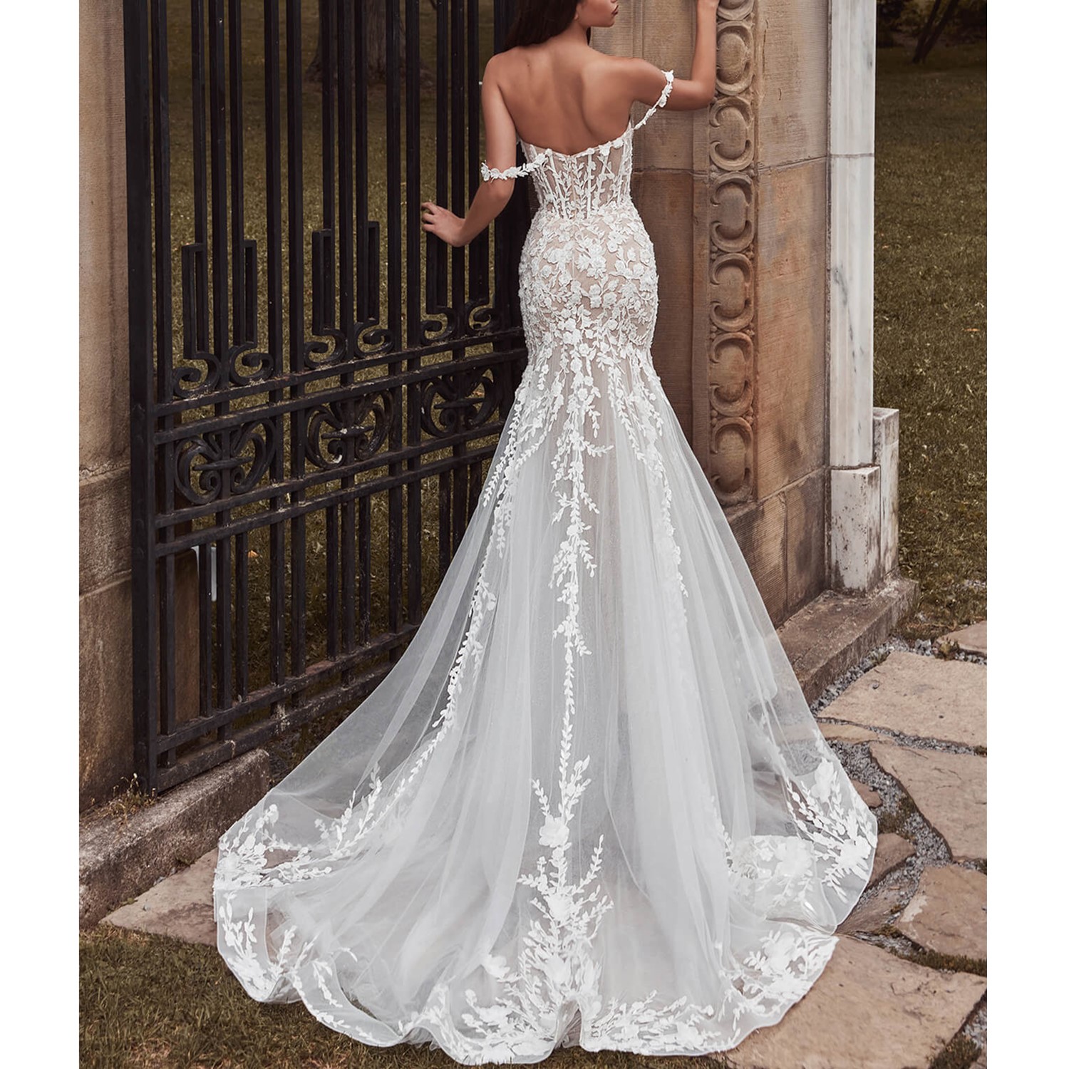 Vintage Elgeant off the ramion sukienki ślubne Linia 3D Kwique Sieklica 2023 Plus Size Custom Made Country Wedding Bride Suknia panny młodej