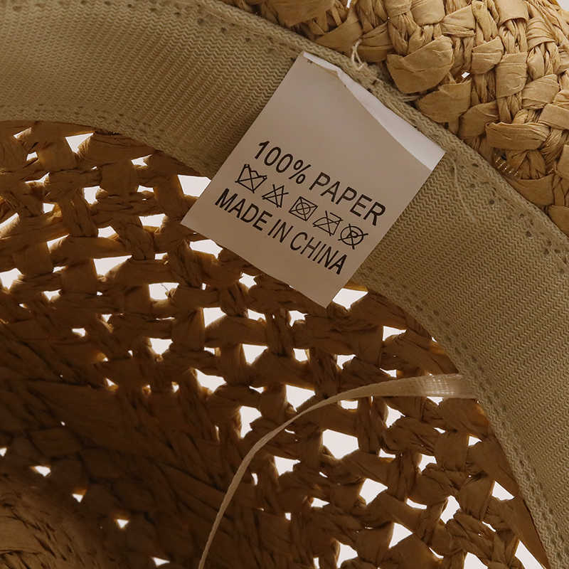 Breda randen hattar nya sommarförälder-barn casual solhattar för kvinnor mode jazz hatt man strand trilby halm panama hatt ihålig bälte sol visir kepsar g230227