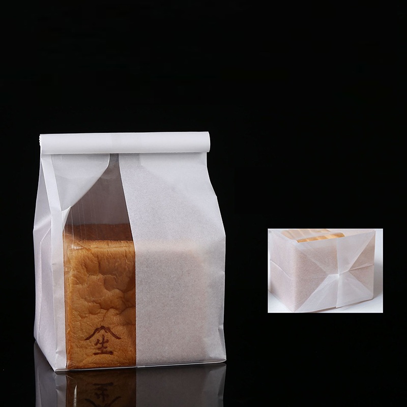 White Paper Toast Bread Packaging Bags Transparent with Window Cake Storage Baking Cookies Handmade Favor Party