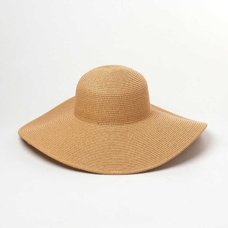 Wide Brim Hats Summer Solid Color Straw Hat Women Big Wide Brim Beach Hat Simple Foldable Travel Sun Hat Sunscreen UV Resistant Panama Sun Cap G230227