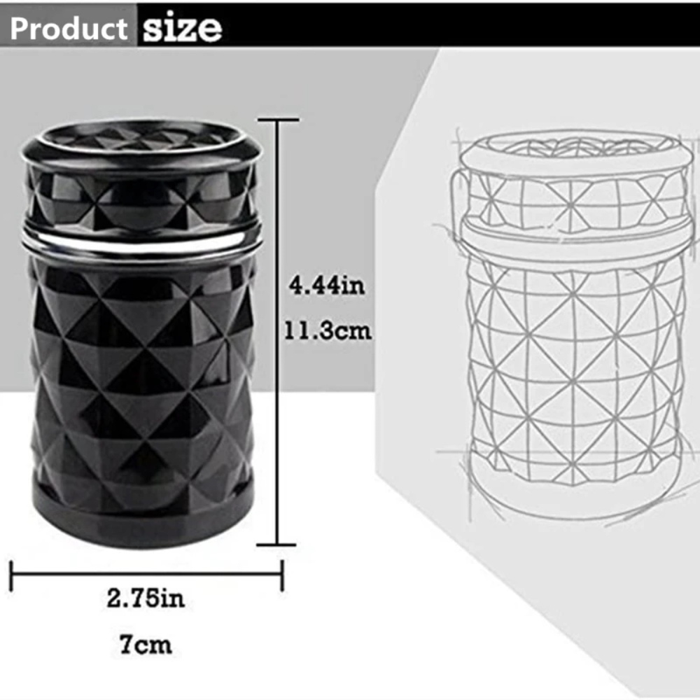 Auto algemene plastic asbak met LED -licht draagbaar aluminium beker hoge temperatuur resistent vlam achterstand auto mobiel interieur dag en nacht