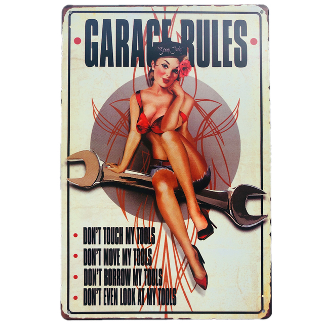 Motorcycle Metal Tin Signs Poster Sexy Lady Plaque Retro Vintage Metal Tin Plate Garage Car Repair Motor Girl Club Man Cave Wall Decoration Garage Decor Size 30X20 w01