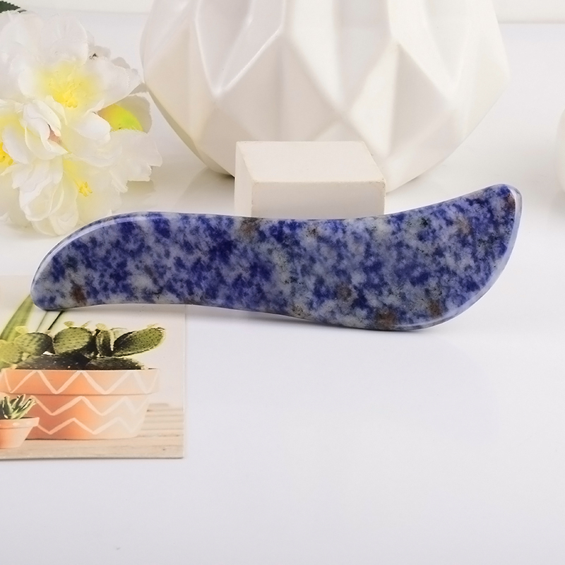 Natural Sodalite Jade Stone Gua Sha Massaggiatore la pelle viso Corpo Bellezza Salute SPA Salute Prodotto S Shape Guasha Scraper