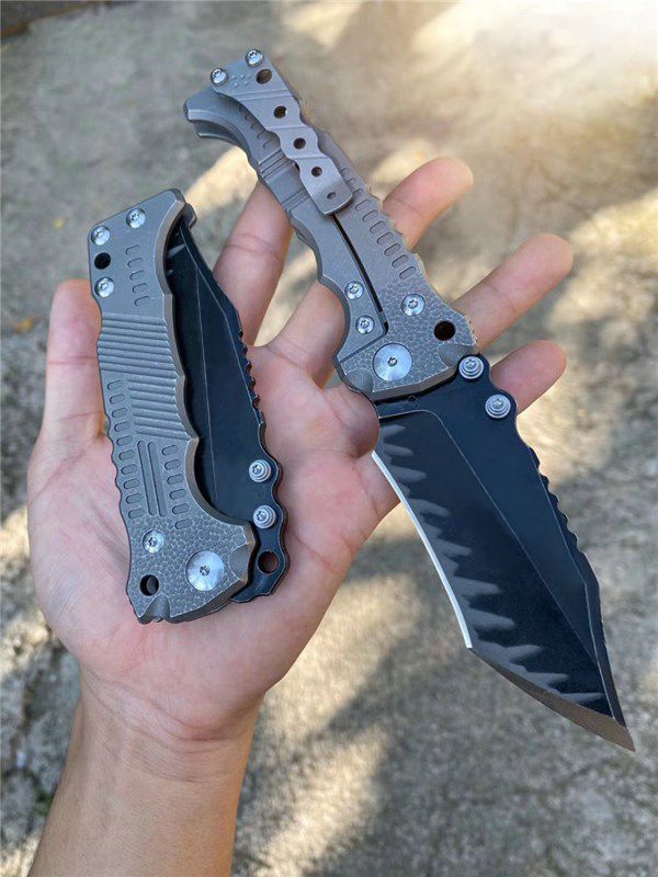 Special Offer MBB T-1 Strong Tactical Folding Knife Z-wear Black Titanium Coating Stone Wash Blade CNC TC4 Titanium Alloy Handle Pocket Folder Knives with Retail Box