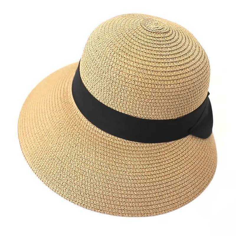 Wide Brim Hats Summer Beach Straw Hats Women Foldable Big Wide Side Casual Female Panama Hat Sunshade Concave Top Cap Travel Sun Cap G230227