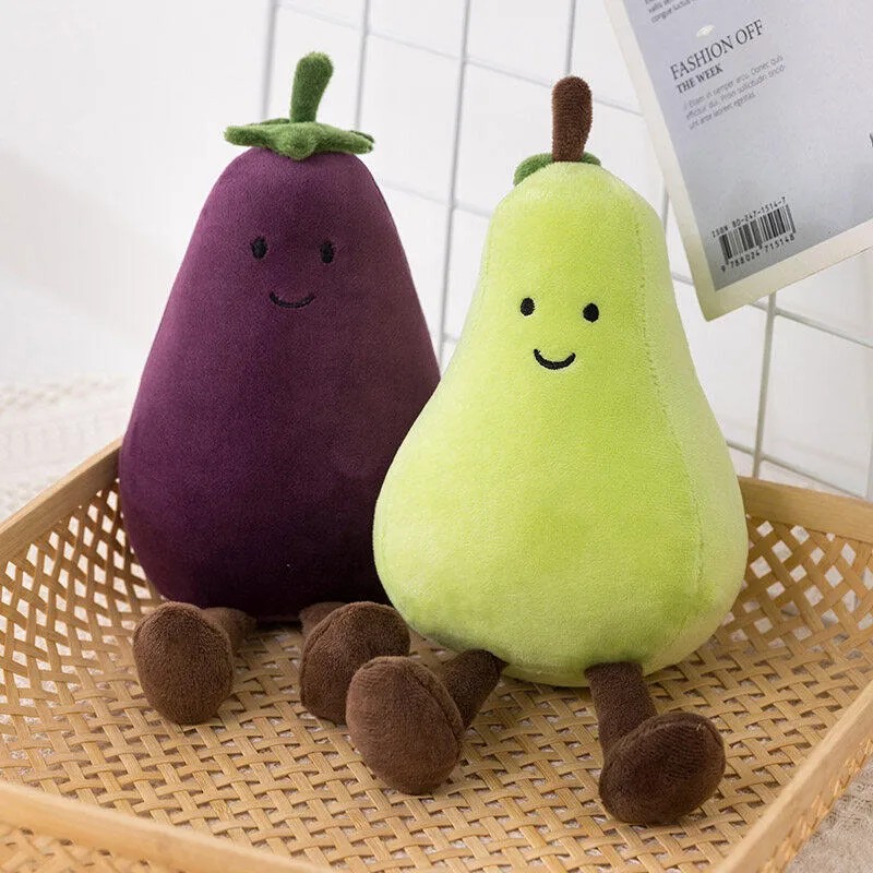 Creative banane en peluche poupées jouets pêche aubergine poire oreiller fruits fête poupée cadeau pour enfants