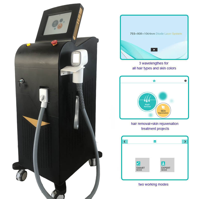 Diode 810 chine laser épilation machine vente 3 longueur d'onde lazer rajeunissement de la peau épilateur rapide 2 en 1