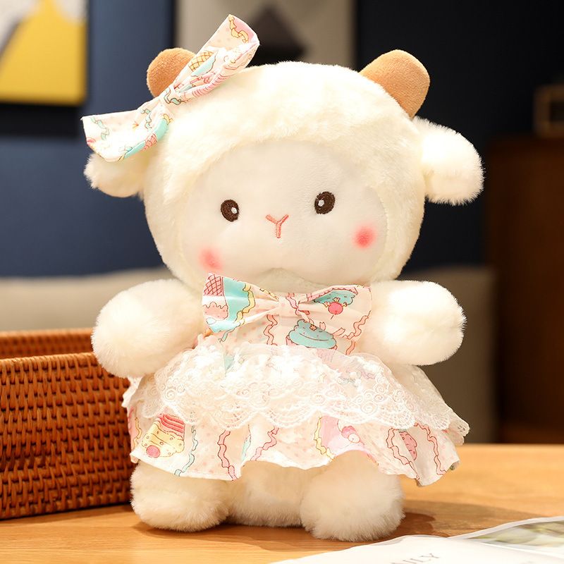 Carino agnello bambola peluche vestire gioco ragazza con bambola addormentata migliore amico regalo di compleanno
