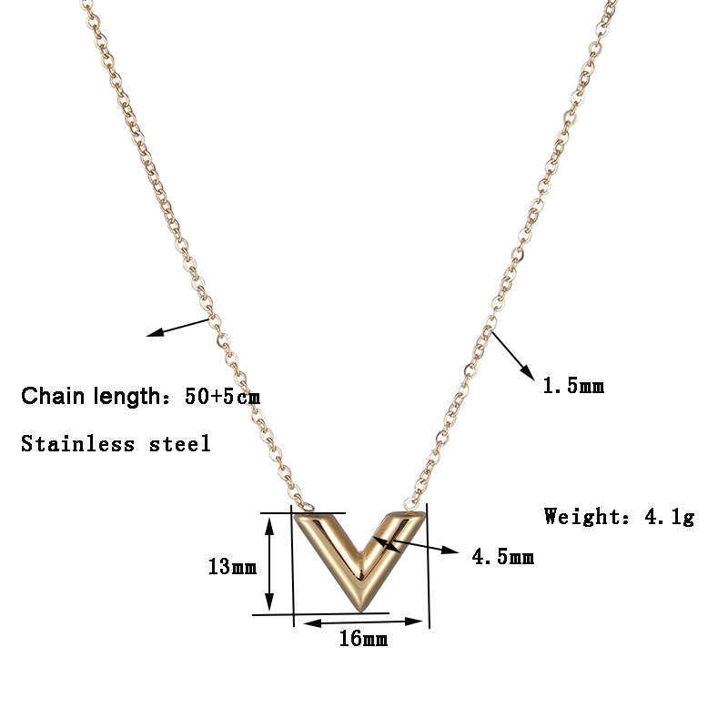 Pendant Necklaces Diamon 2020 New Stainless Steel Simple V Necklace For Women Letter Pendant Necklace Ketting Friendship Gifts Female Jewelry J230601