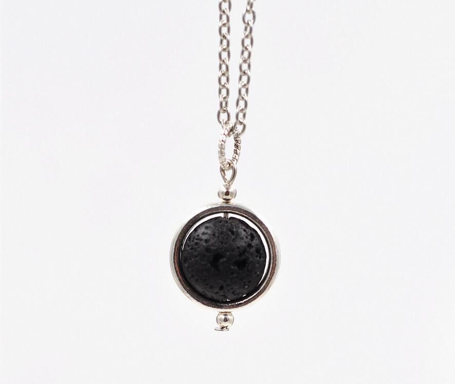 14mm Lava-rock Bead Pendant Necklace Aromatherapy Essential Oil Diffuser Necklaces Black Lava Pendant Jewelry For Women best gift