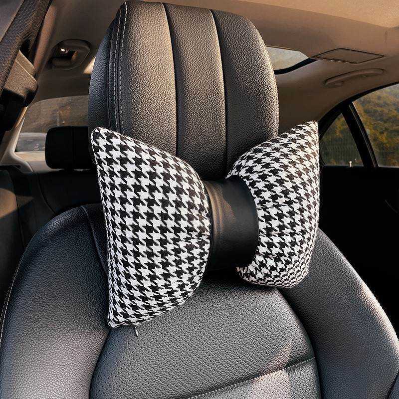 New Classic Plaid Bowknot Universal Car Neck Pillow Ornaments Seat Poggiatesta Supporto Forniture Accessori interni auto donna