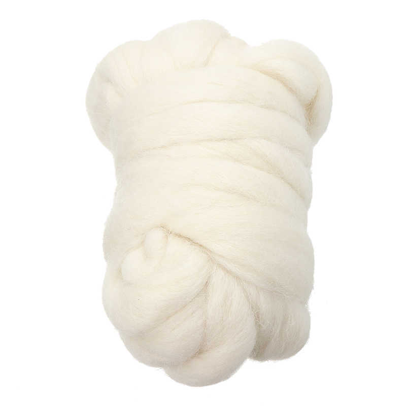 Fio 100g natural branco Roving costura DIY boneca fiada à mão feltro P230601