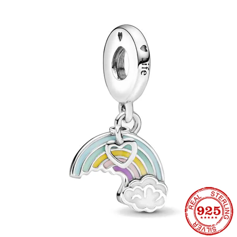 925 Sterling Silver Dangle Charm Firefly Sandwich Mandala Rainbow Wineglass Beads Bead Fit Pandora Charms Bracelet DIY Jewelry Accessories