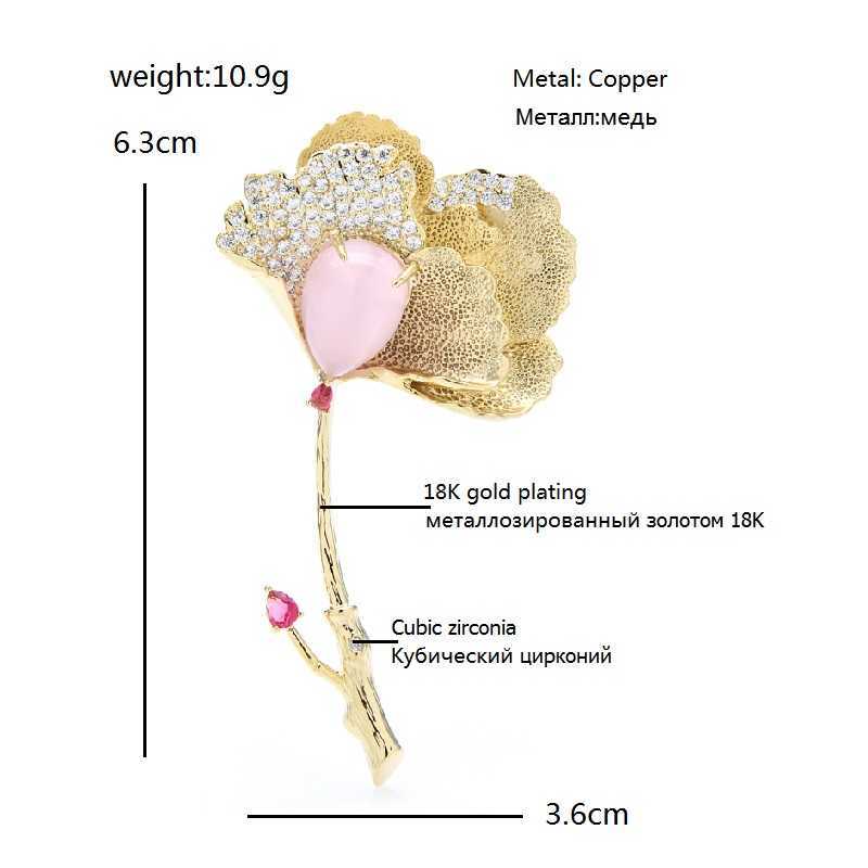 Pins Brooches Wuli baby's newly designed ginkgo leaf suitable for women low gloss shiny rhinestone flower party office brooch gift G230529