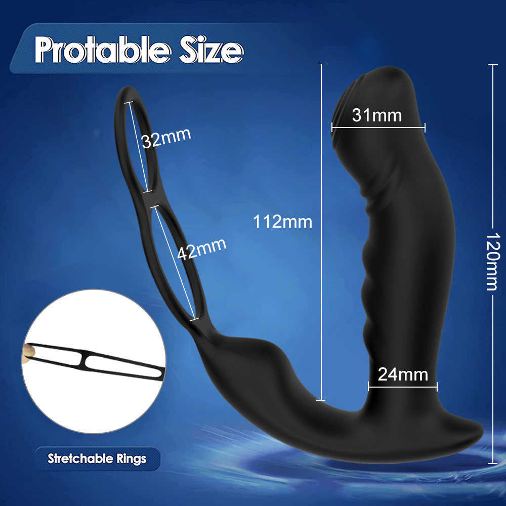Massaggiatore della prostata maschile vibratore del cazzo del pene plug anale stimolatore del testicolo anello di eiaculazione ritardata coppia di uomini