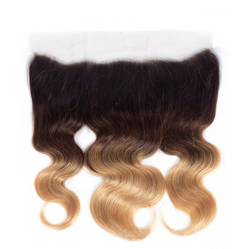 Perulu ham bakire saç çift atkı 13x4 dantel frontal 1b/4/27 ile 3 demet üç ton renk% 100 insan saçı ipeksi düz
