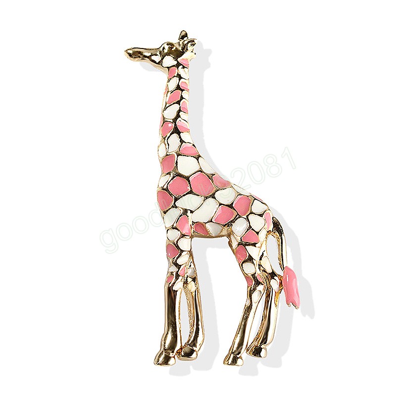 Broches femininos de girafa de cor dourada bonitos e coloridos para animais, joias de moda, broches requintados para crianças