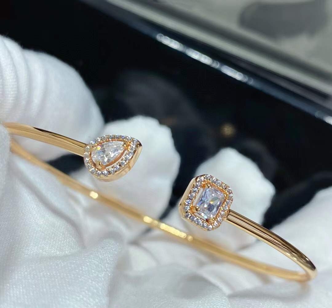 Famous Brand Crystal Water Drop Bracelets Shiny Zircon Pear Bangle Women Gold Plated Ice Rectangle Diamond Bracelet Wedding Party Jewelry Accessories