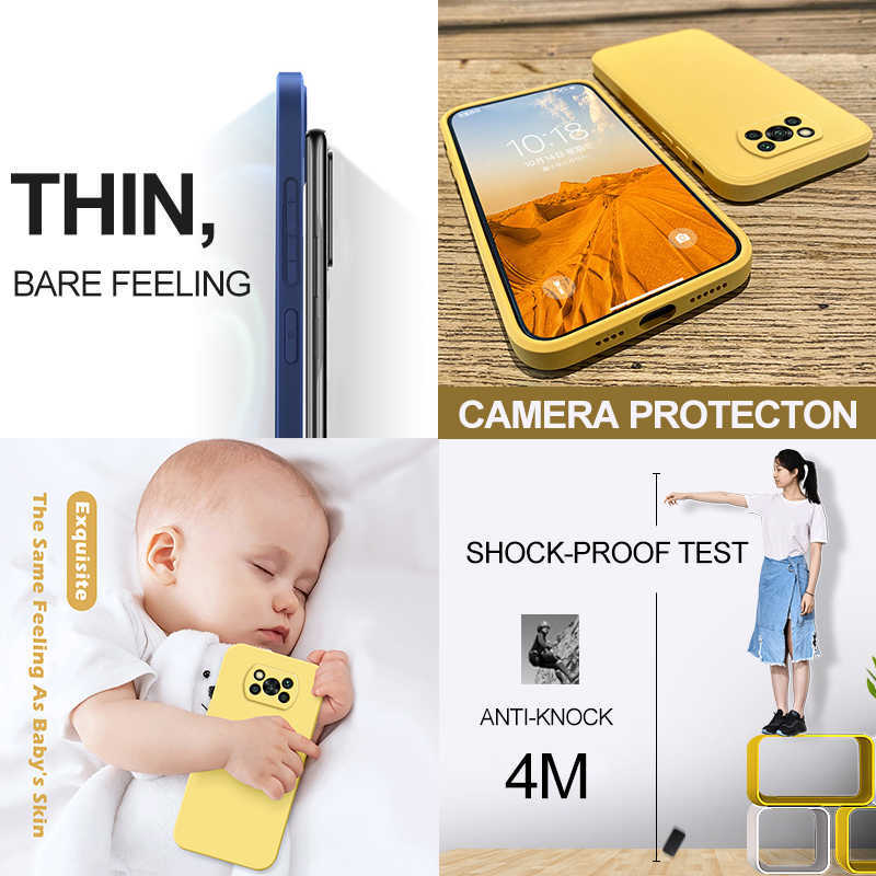 POCO F5 X3 Pro Case Square Liquid Silicone Camera Lens Protector Cases for Xiaomi X5 F5 PoCox3 Pro Soft Cover