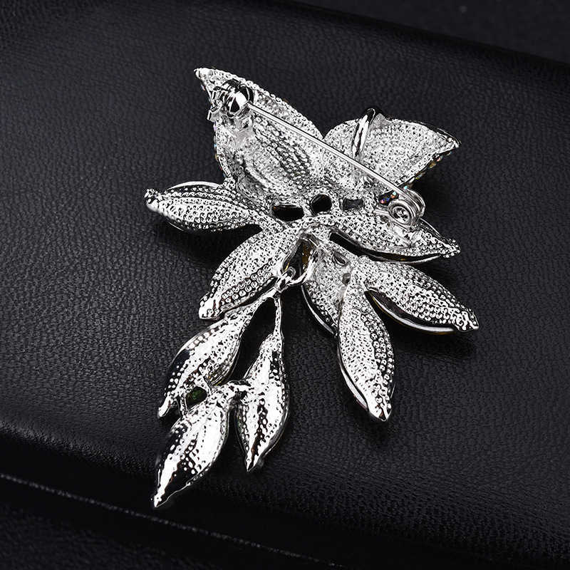 Pins Brooches retro rainbow crystal flower Women's luxury gold and silver colored zircon alloy plant brooch safety pin G230529