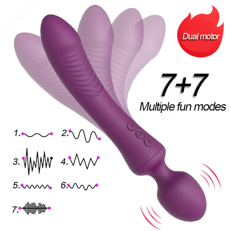 Flxur Powerful Dildos Vibrator Dual Motor Wand G-spot Av Massager for Woman Clitoris Stimulator Adults Masturbator