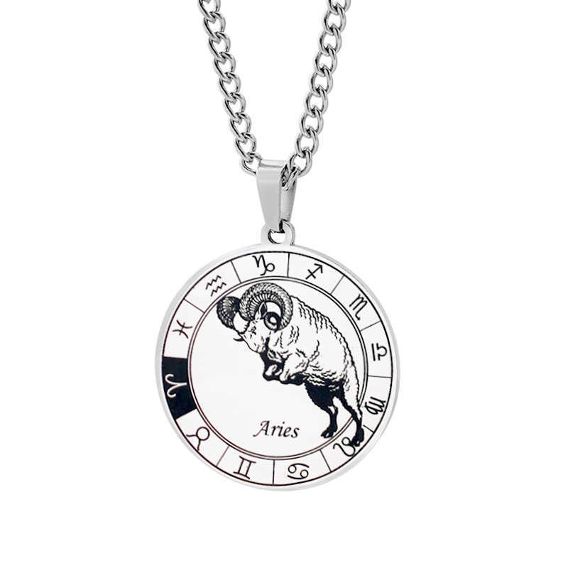 Pendant Necklaces VNISTAR 316 Stainless Steel Zodiac Pendant Necklace Wholesale Men Women Horocope Jewelry Dropshipping Never Fade Constellation J230601