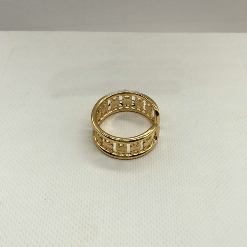 Designer Vrouwen Brede Ring Hollow Out Ringen Sieraden Goud Messing Ring Letter C Luxe Merk Open Ringen Accessoires