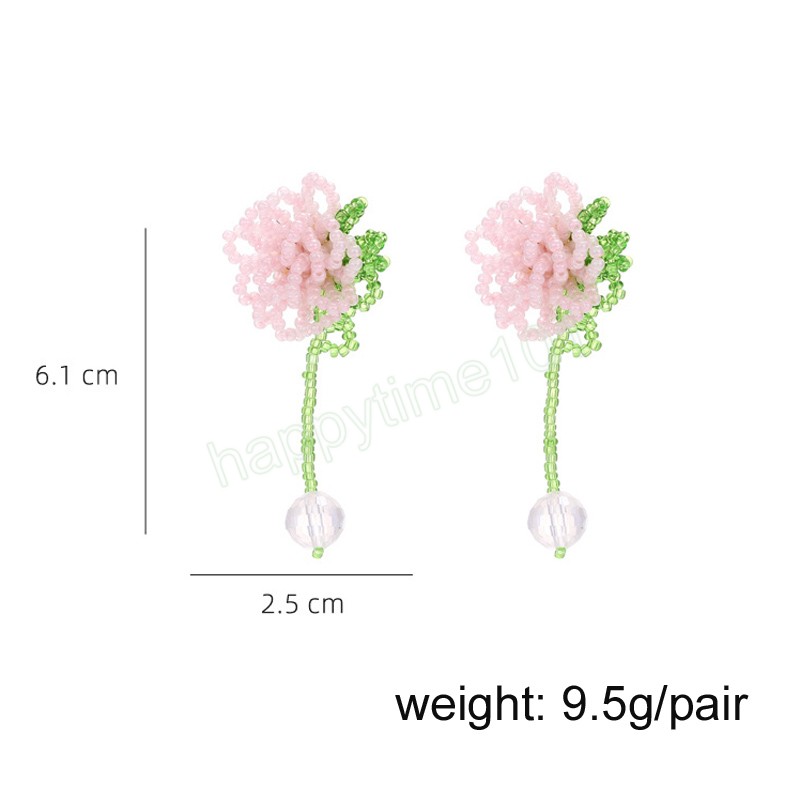 Bohème coloré perle fleur goutte boucle d'oreille pour femmes fille mode Simple Banquet perlé gland balancent boucle d'oreille