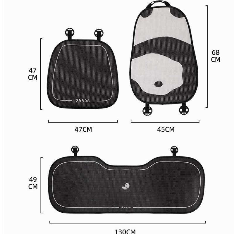 Cojín Universal para asiento de coche con diseño de Panda de dibujos animados, alfombrillas transpirables de seda helada, funda para asiento de coche para las cuatro estaciones, accesorios para coche