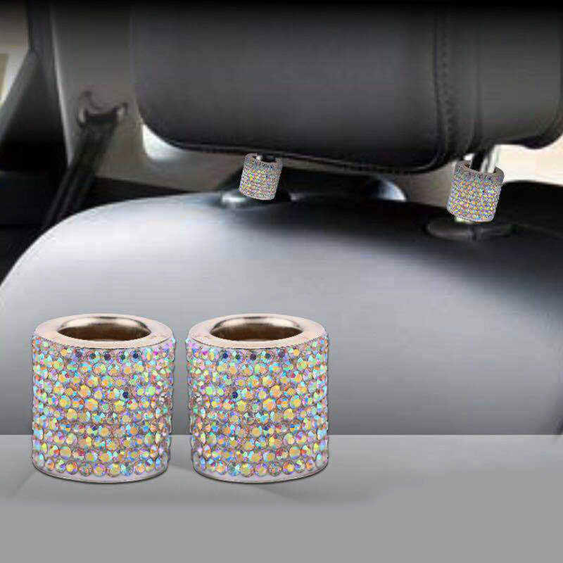 Novo Universal Cristal Strass Assento de Carro Encosto de Cabeça Anel Coleiras Decoração Encantos Diamante Bling Acessórios Interiores de Carro para Mulheres Meninas