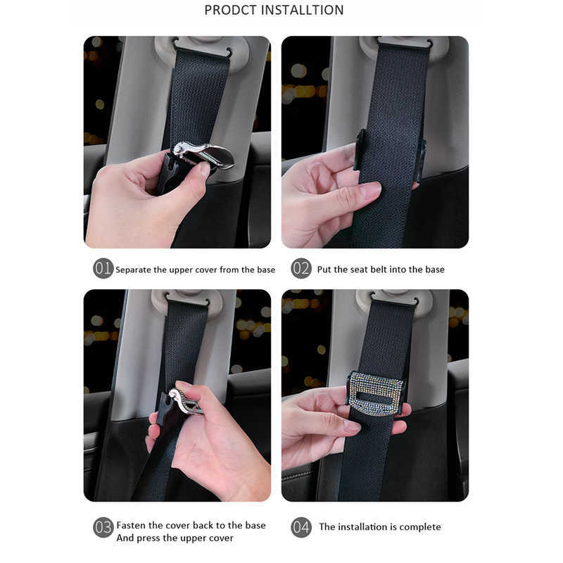 New Universal Diamond Car Safety Seat Belt Buckle Clip Stopper Auto Seatbelt Fixing Clips Bling Car Assessoires for Woman