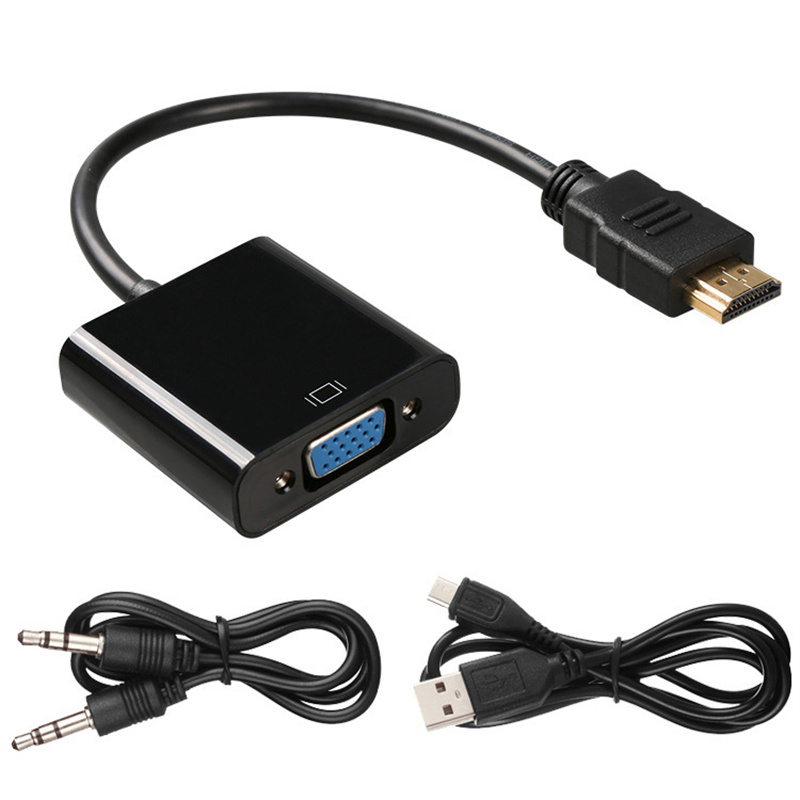 1080p HD -hane till VGA Female Cable Converter Digital till Analog Video Audio Power Supply HDTV Adapter för Computer Tablet DHL FedEx