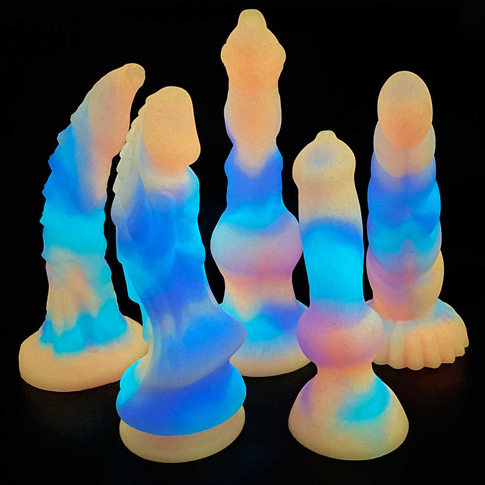 Massager Super Soft Luminous Penis Dildo Adult for Woman Monster Suction Cup Anal Male Female Masturbation