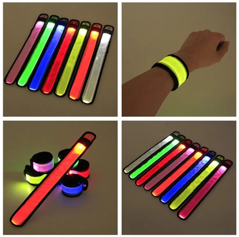 LED Sports Slap Wrist Strap Bands Wristband Light Flash Bracelet Glowing Armband Flare Strap Party Concert Armband Nylon 25x4cm/35X4cm