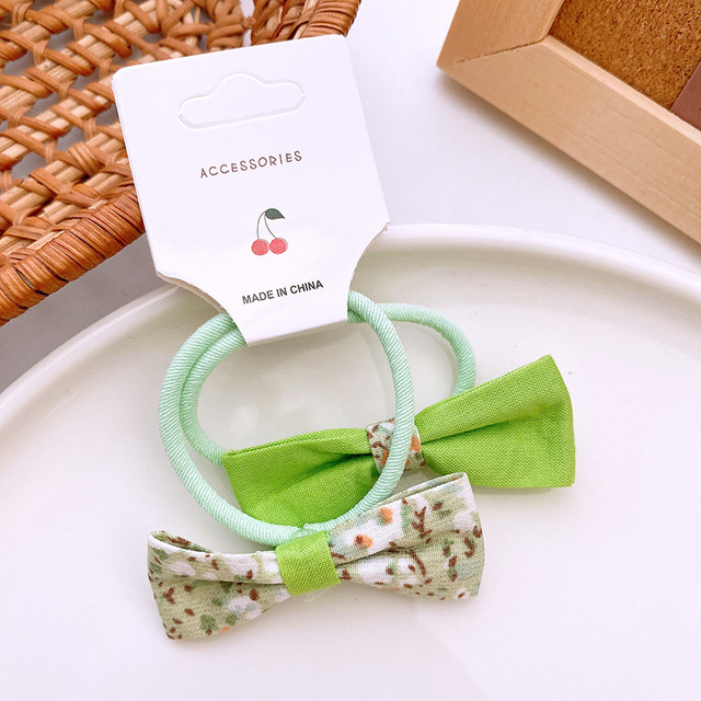 Fashion Children's Simple Cute Floral Fabric Bow Rubber Band Hair Rope Korea Sweet Girl Princess Ponytail Hair Accessories