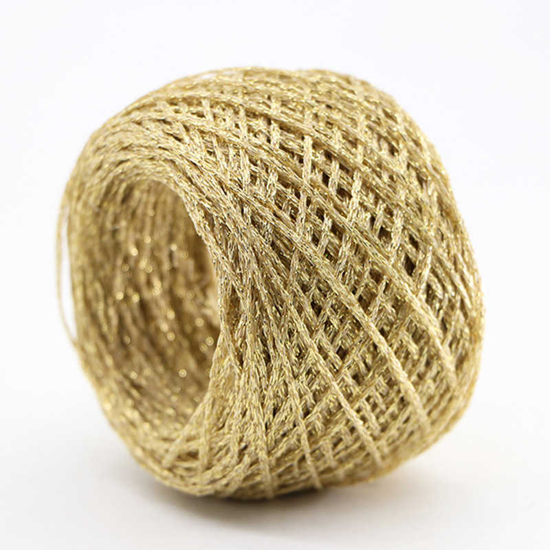 Yarn 50g/ball with unique colors of gold silver cotton metal yarn aggregates crochet thread shiny hand woven craft bags P230601