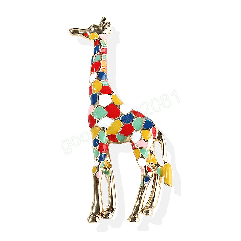 Frauen Gold Farbe Giraffe Broschen Nette Bunte Tier Brosche Pin Mode Schmuck Geschenk Exquisite Broschen für Kinder