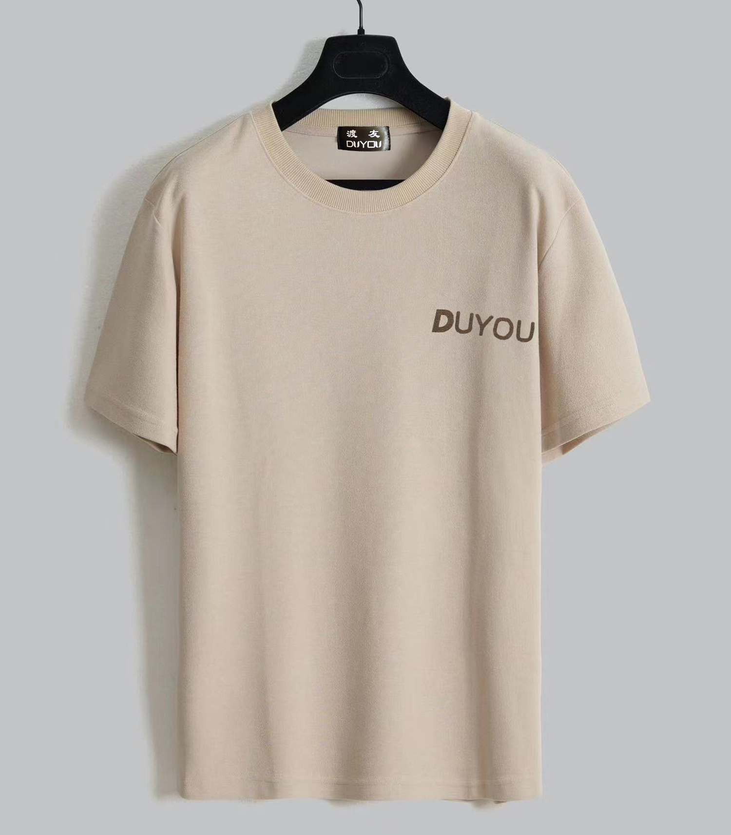 duyou mens larlaxed fit tシャツブランド服の男性女性サマーTシャツとベージュテリーコットンレター高品質のトップ74859