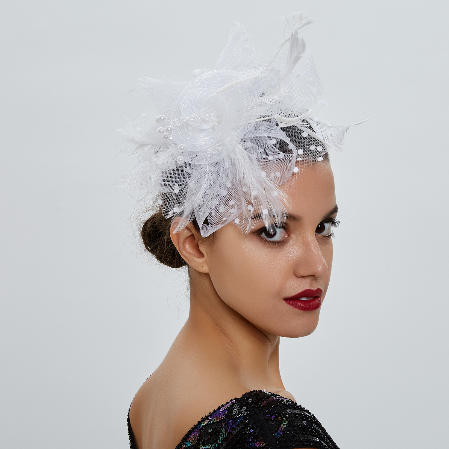عتيقة شعر العروس إكسسوارات ريشة الزهرة ذات الزهرة ذات الشعر المزخرف الشعر قبعة متعددة الاستخدامات فستان Qipao إكسسوارات XMZ-0015
