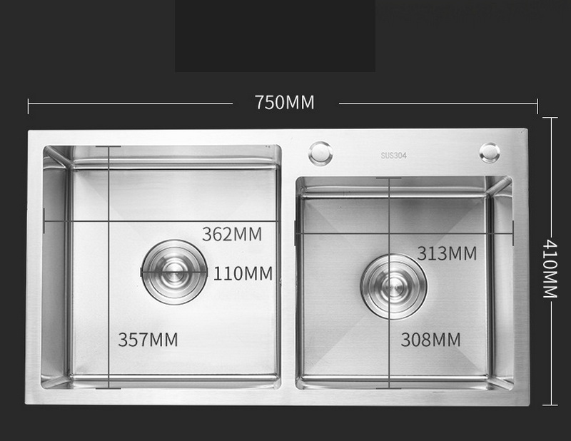 小説304ステンレス鋼のキッチンシンクダブル腸シルバーナノシンク家庭用キッチン蛇口アクセサリー