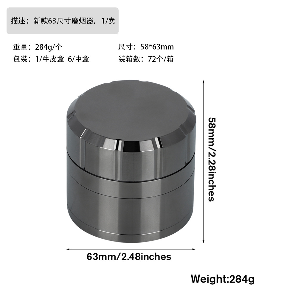 Pipe da fumo New European and American Star Buss 63mm smerigliatrice sigarette in lega di zinco a quattro strati