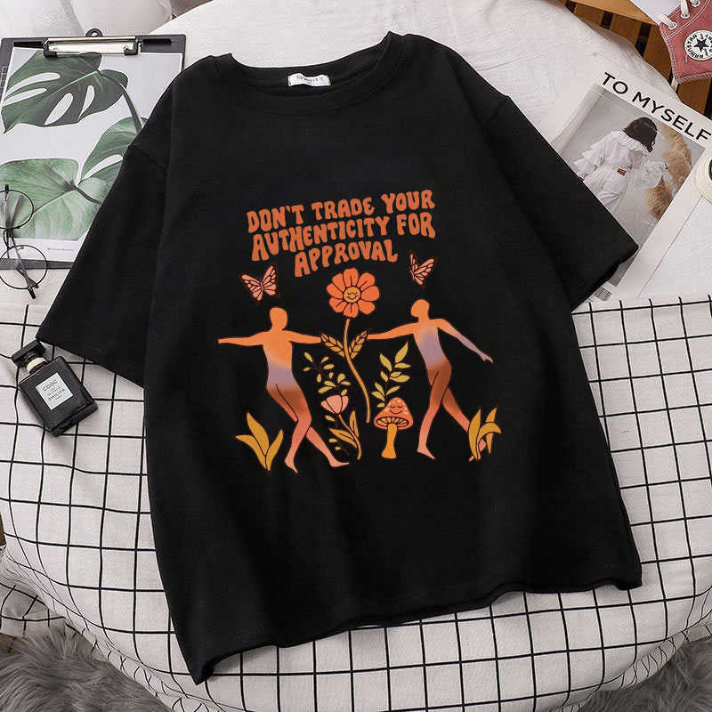 Heren T-shirts Katoen Fun Cartoon Paddestoel Print Dames Vintage Grijs Zwart Extra groot T-shirt 2022 Zomer Harajuku Jeugd Meisjes Top P230601