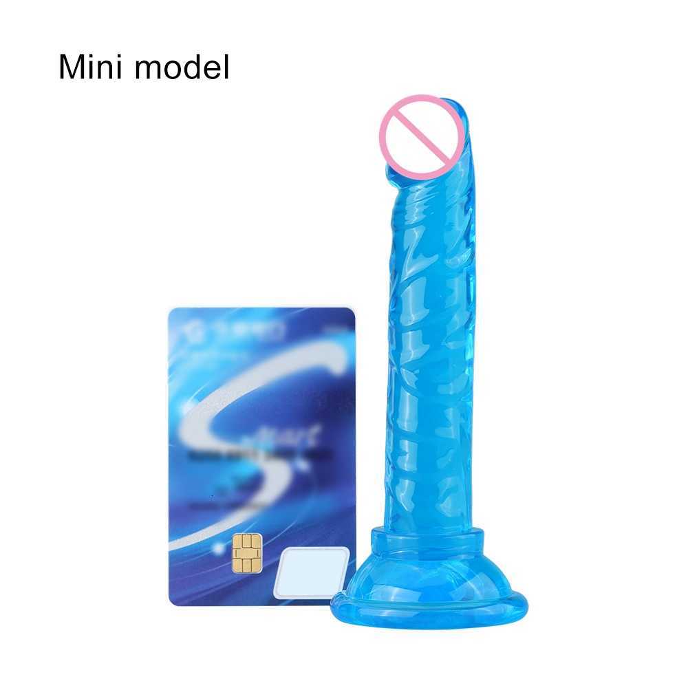 Mini-Jelly-Dildo für Damen, kleiner Penis-Sauger, Kristall, transparent, TPE, für Damen