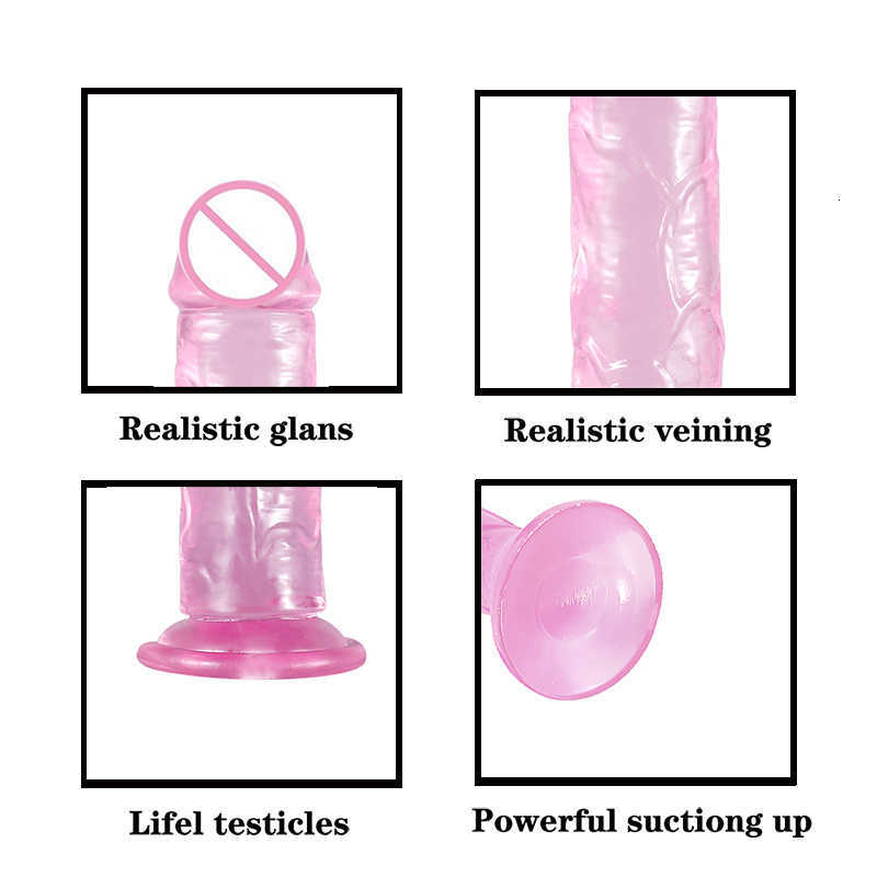 5 Storlek Silikon Dildo Mini Soft Jelly Suction Cup Anal Butt Plug Erotic Realistic Penis G-Spot Orgasm för kvinna