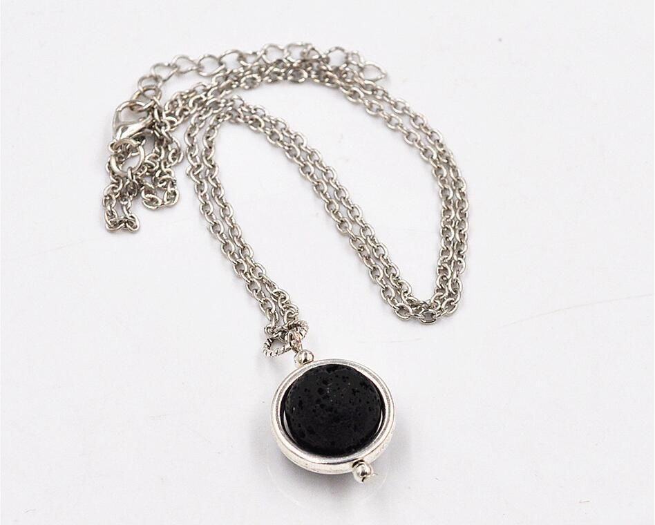 14mm Lava-rock Bead Pendant Necklace Aromatherapy Essential Oil Diffuser Necklaces Black Lava Pendant Jewelry For Women best gift