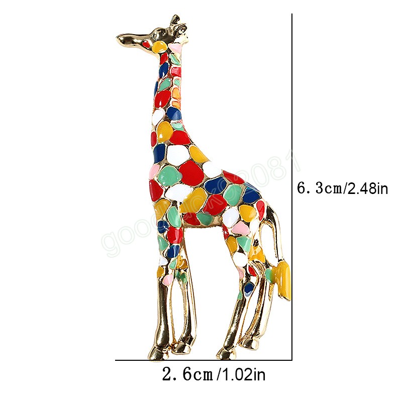 Kvinnor guldfärg giraff broscher söta färgglada djur brosch stift mode smycken gåva utsökta broschyrer för barn