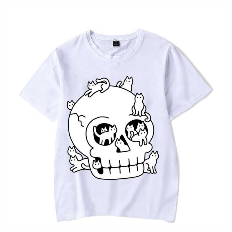 T-Shirts Summer New Skull Cat Pattern Casual Street Short Sleeve Round Neck Extra Large Men's T-shirt Y2k Clothing P230601